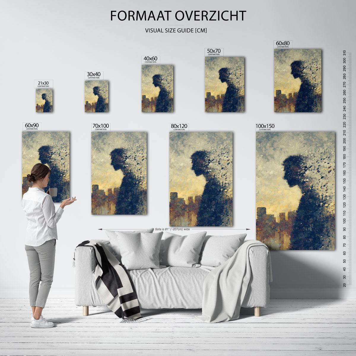Silhouet met stad Poster
