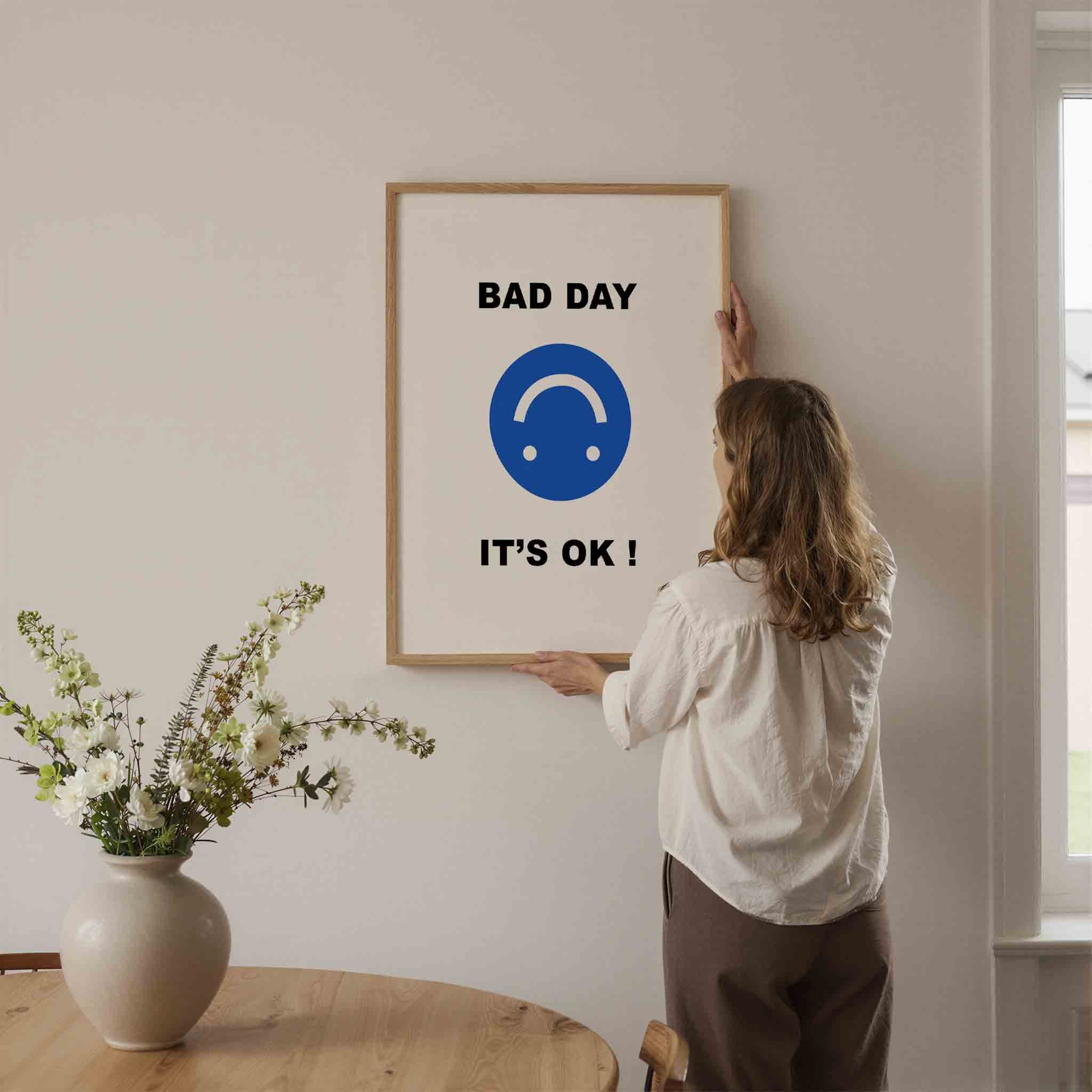 Blauwe smiley Poster