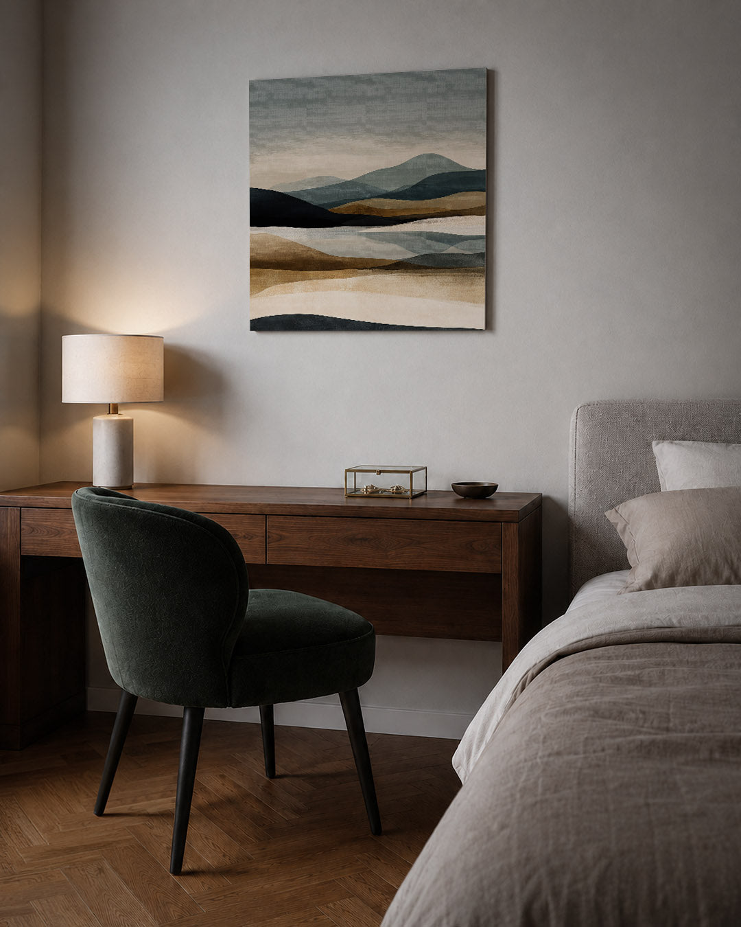 Gelaagde landschap compositie Kunstwerk