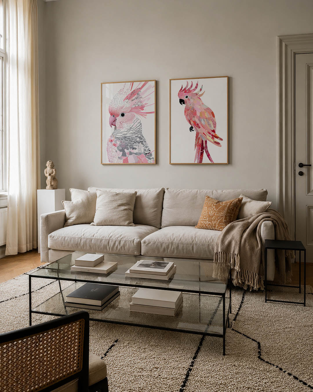 Vogel in roze Posterset