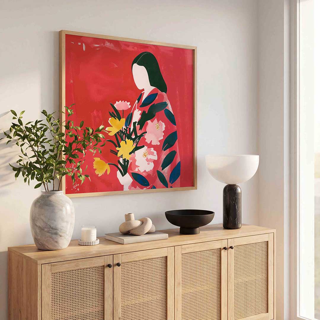 Vrouw met bloemen Poster