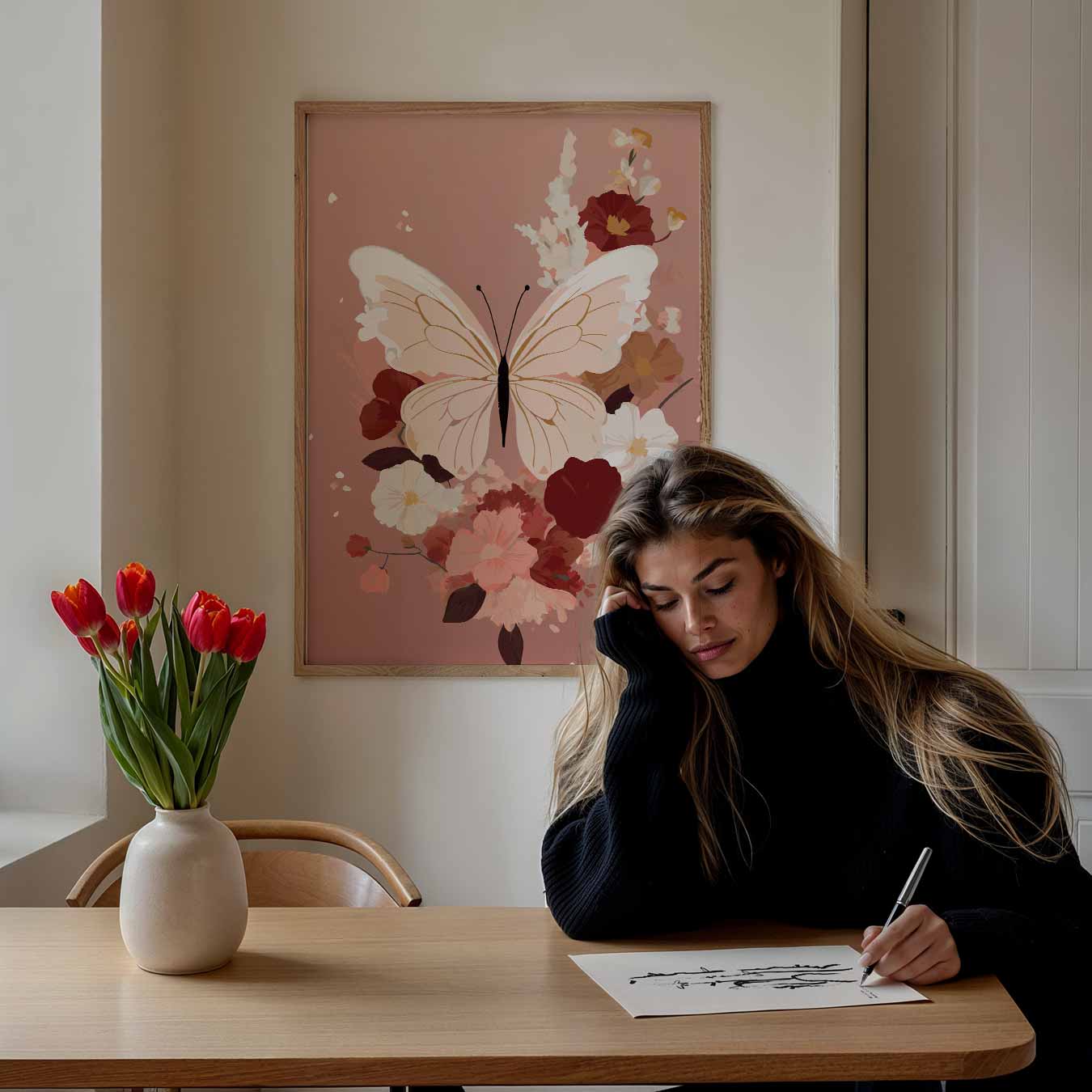 Dromerige Vlinderbloemenposter-WallArtistic