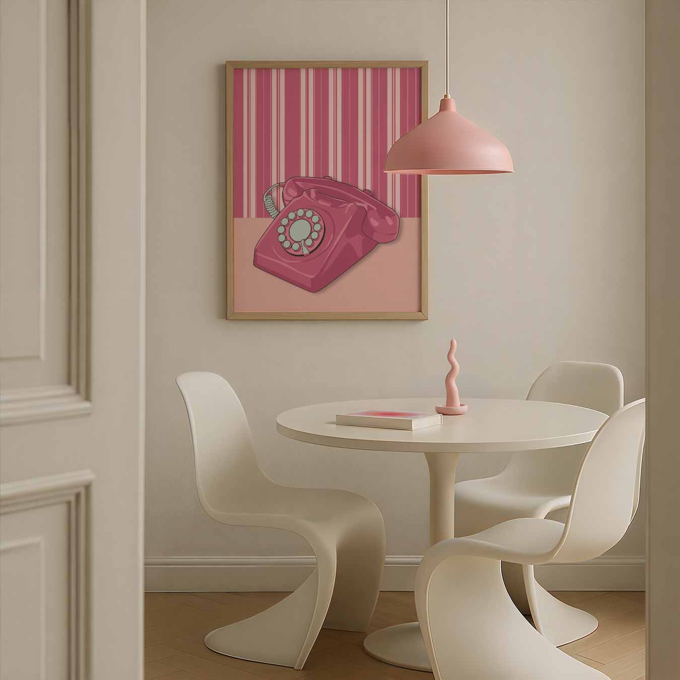 Retro Roze Telefoon Poster-WallArtistic