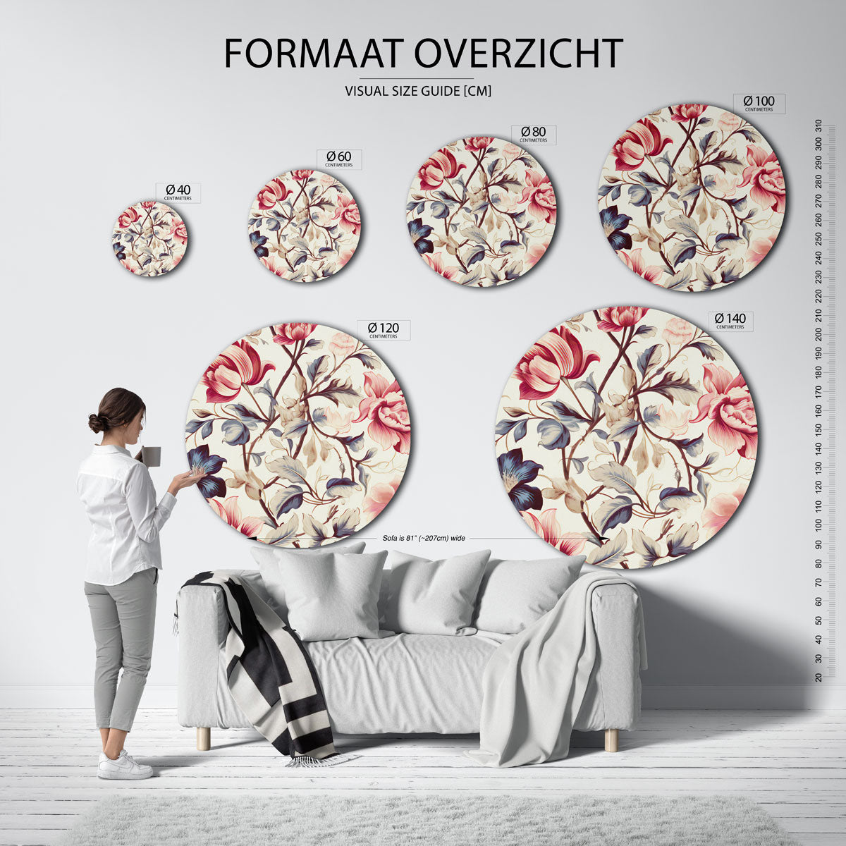 Bloemen en bladeren Muurcirkel