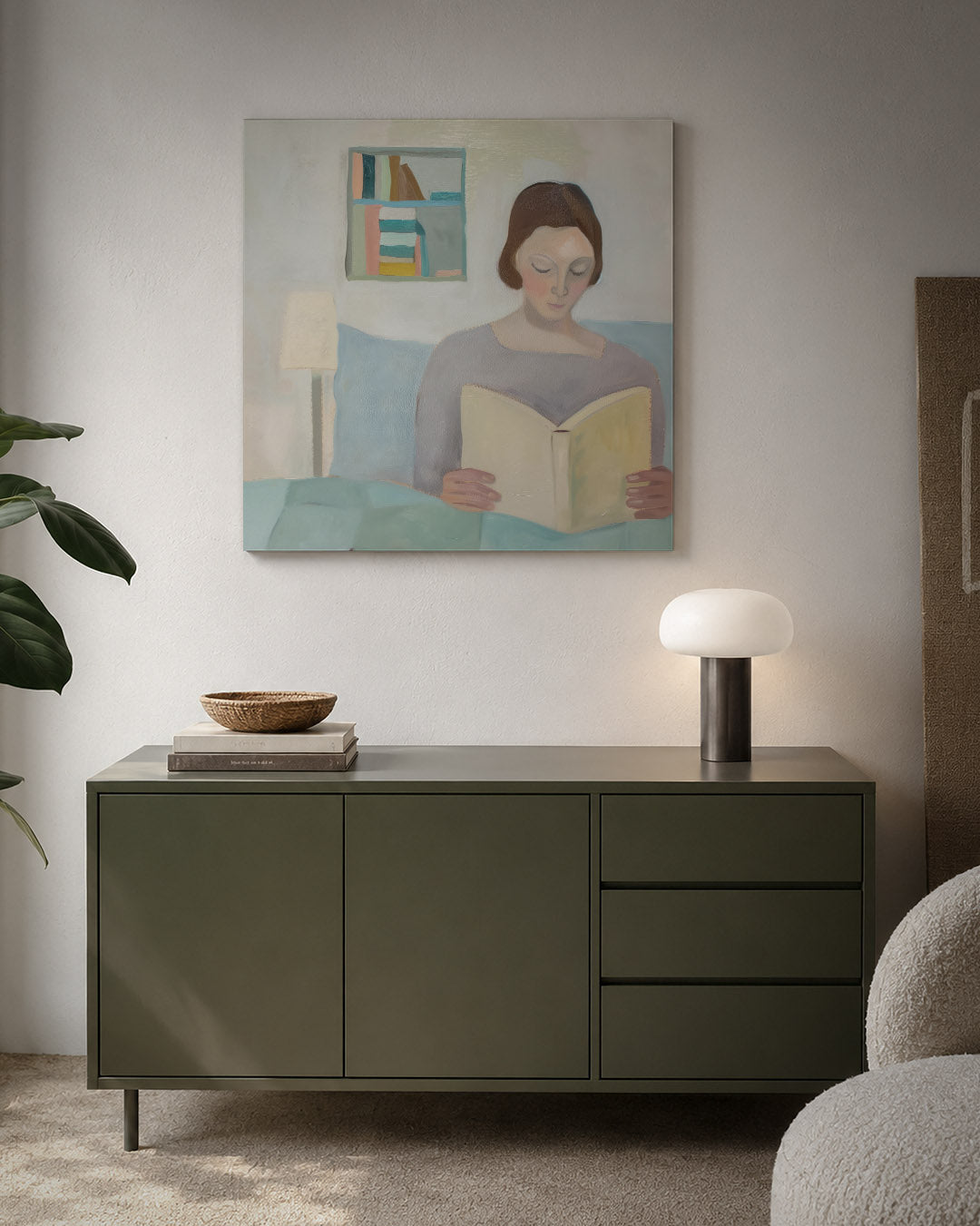 Vrouw leest boek Kunstwerk