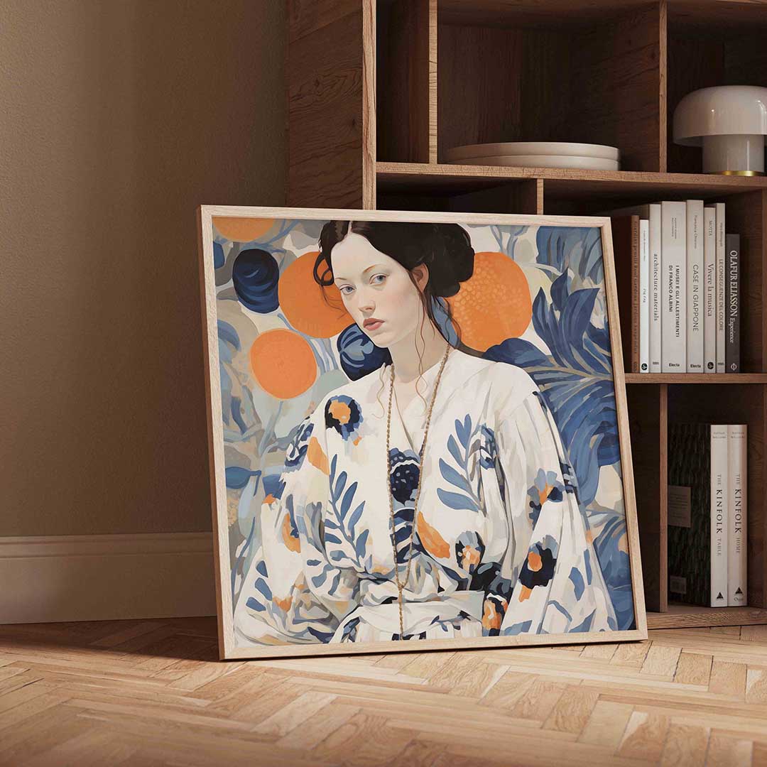 Vrouw met bloemenpatroon Poster