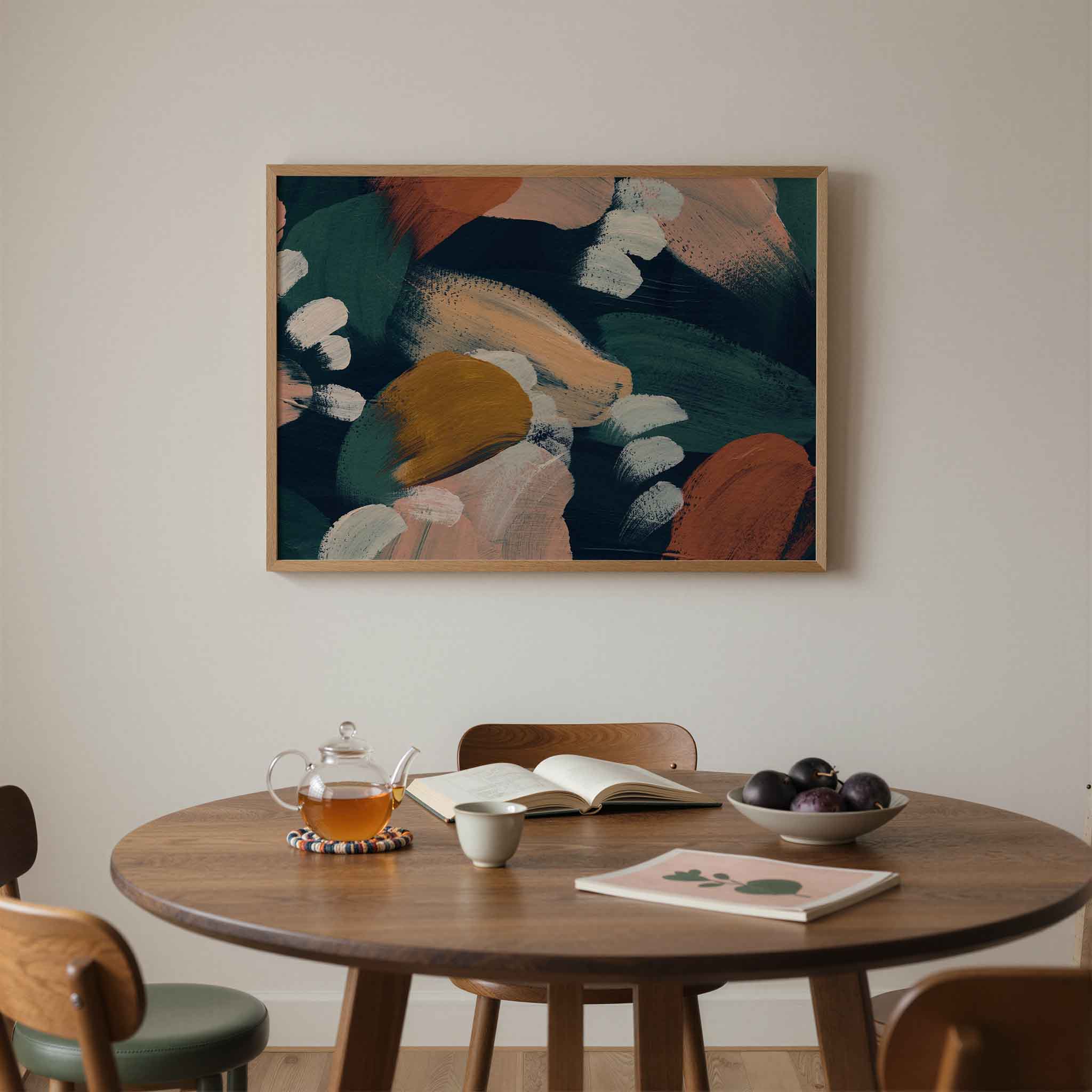 Abstracte penseelstreken Poster