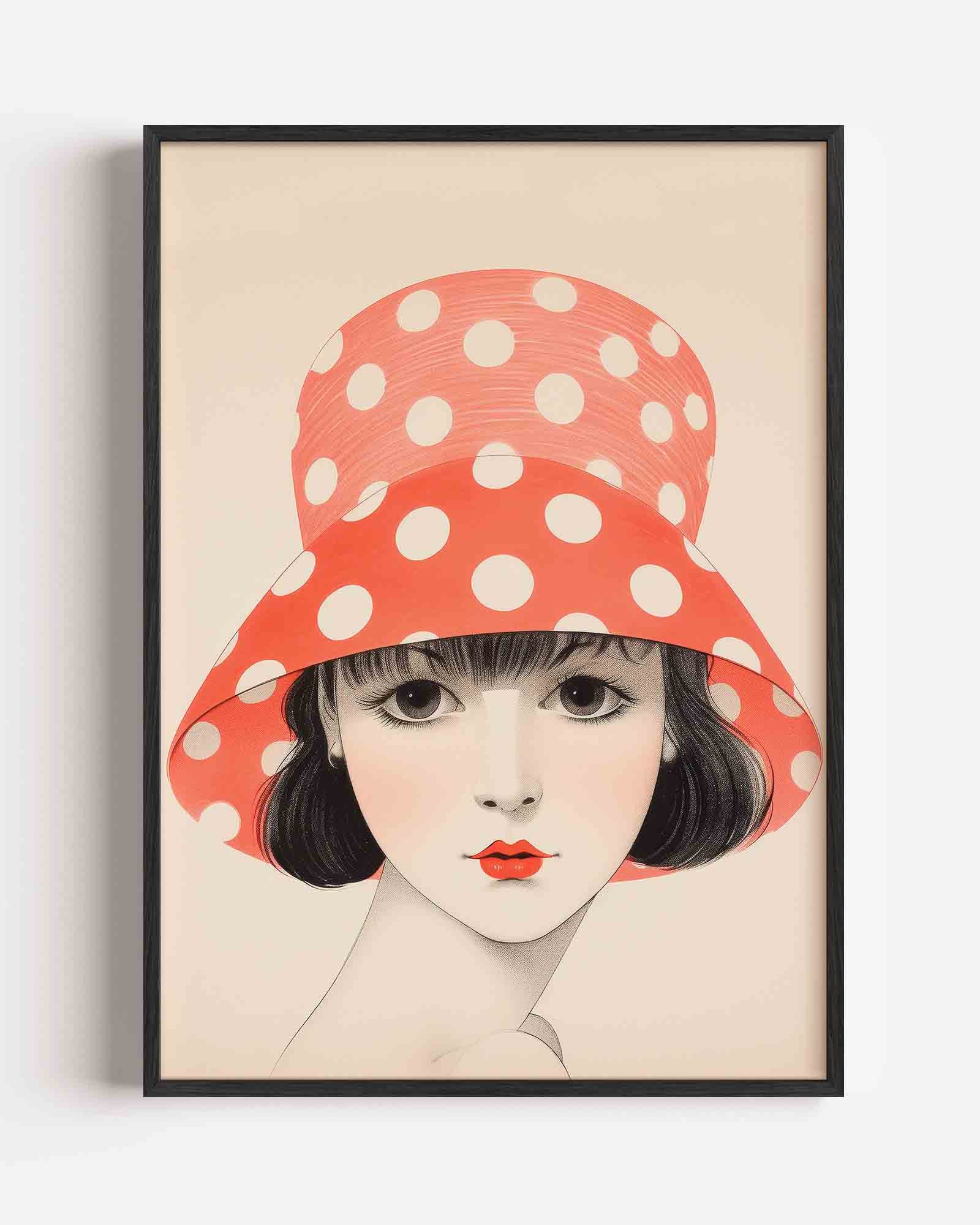 Vrouw met stippenhoed Poster