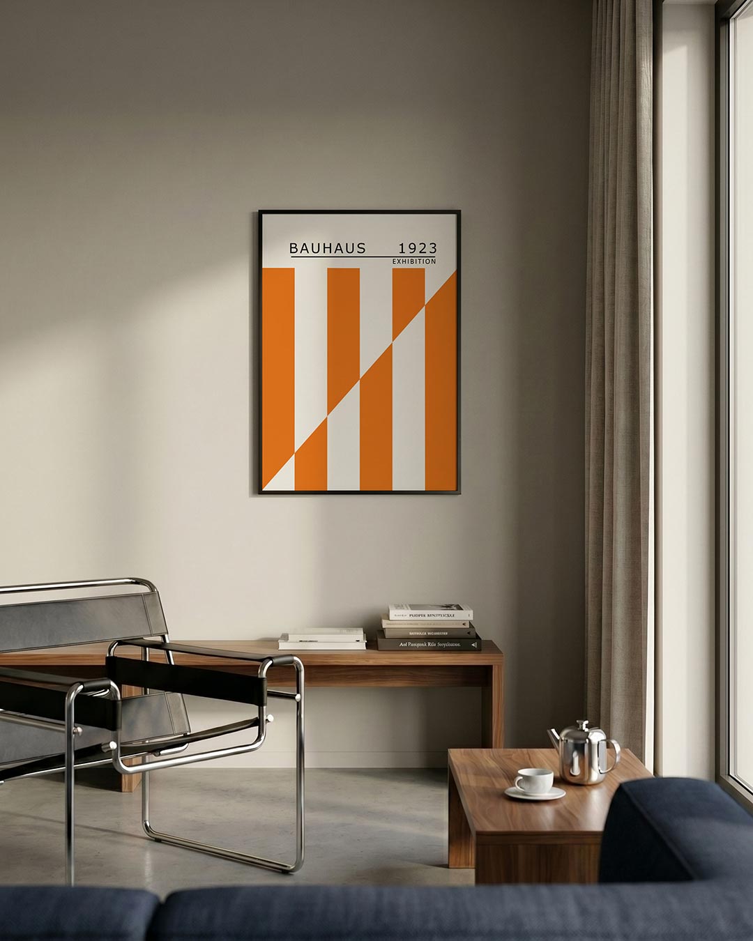 Oranje lijnenspel Poster