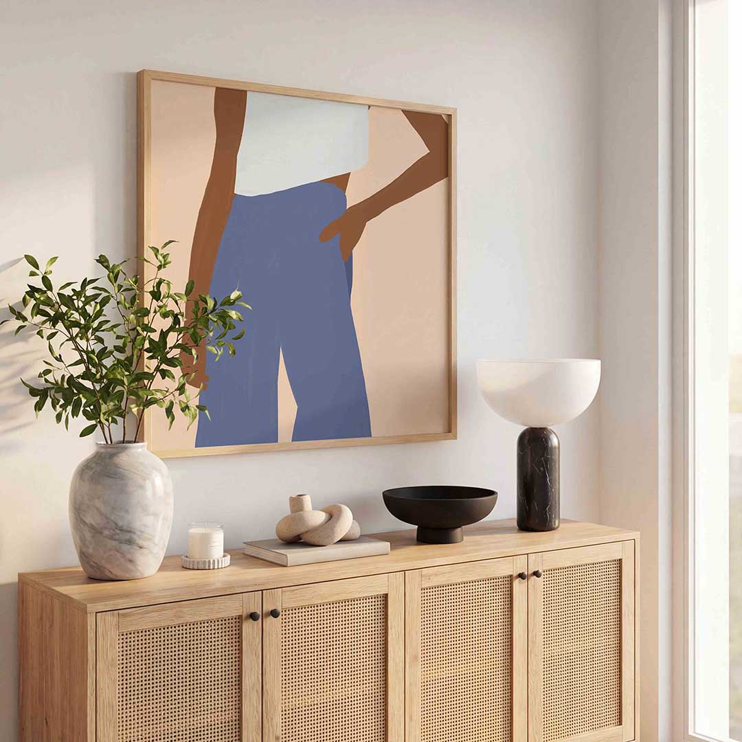Figuur met blauwe broek Poster