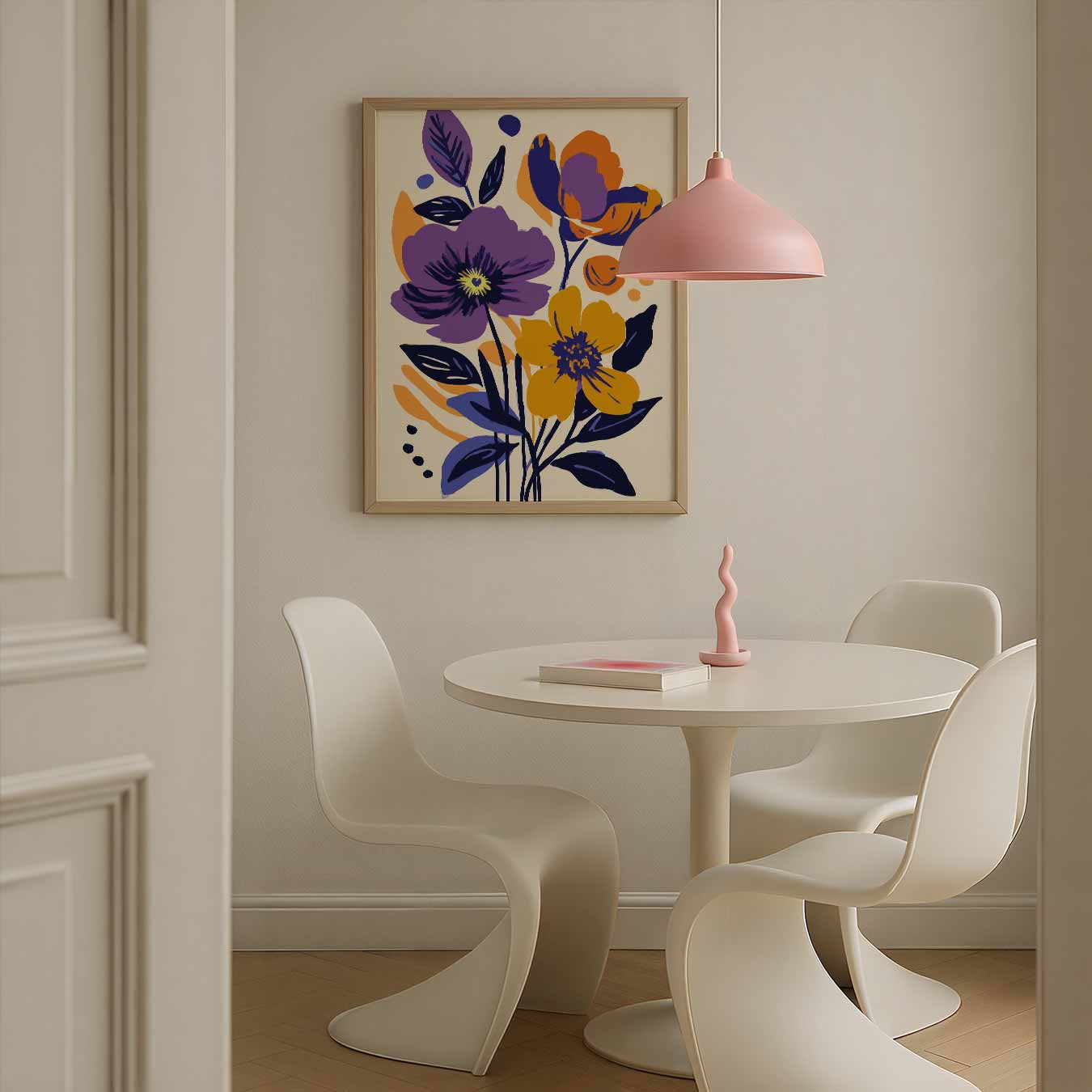 Bloemenpracht in Paars en Oranje Poster-WallArtistic