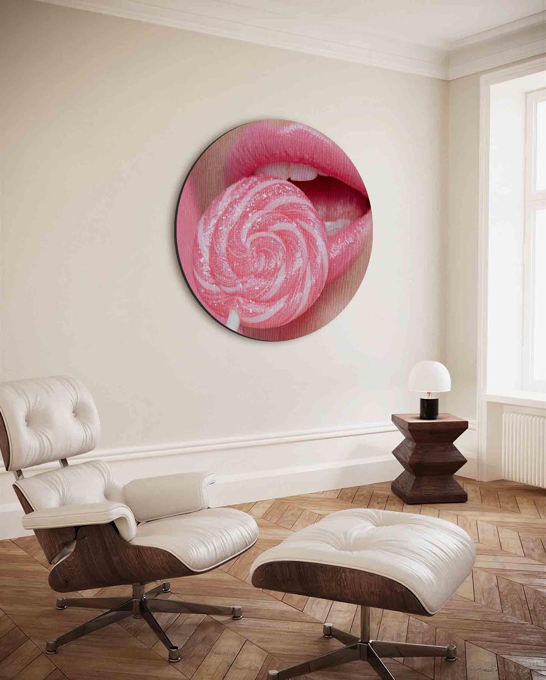 Roze lolly en lippen Muurcirkel
