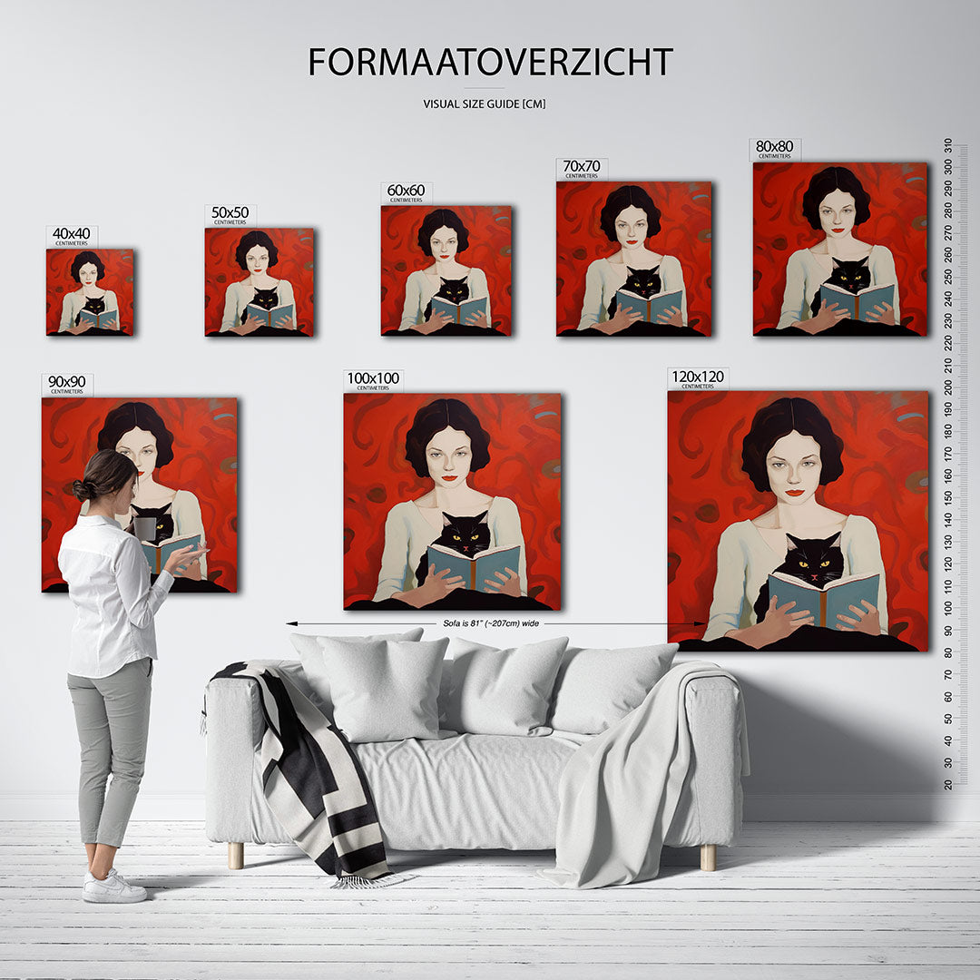 Vrouw met kat Kunstwerk