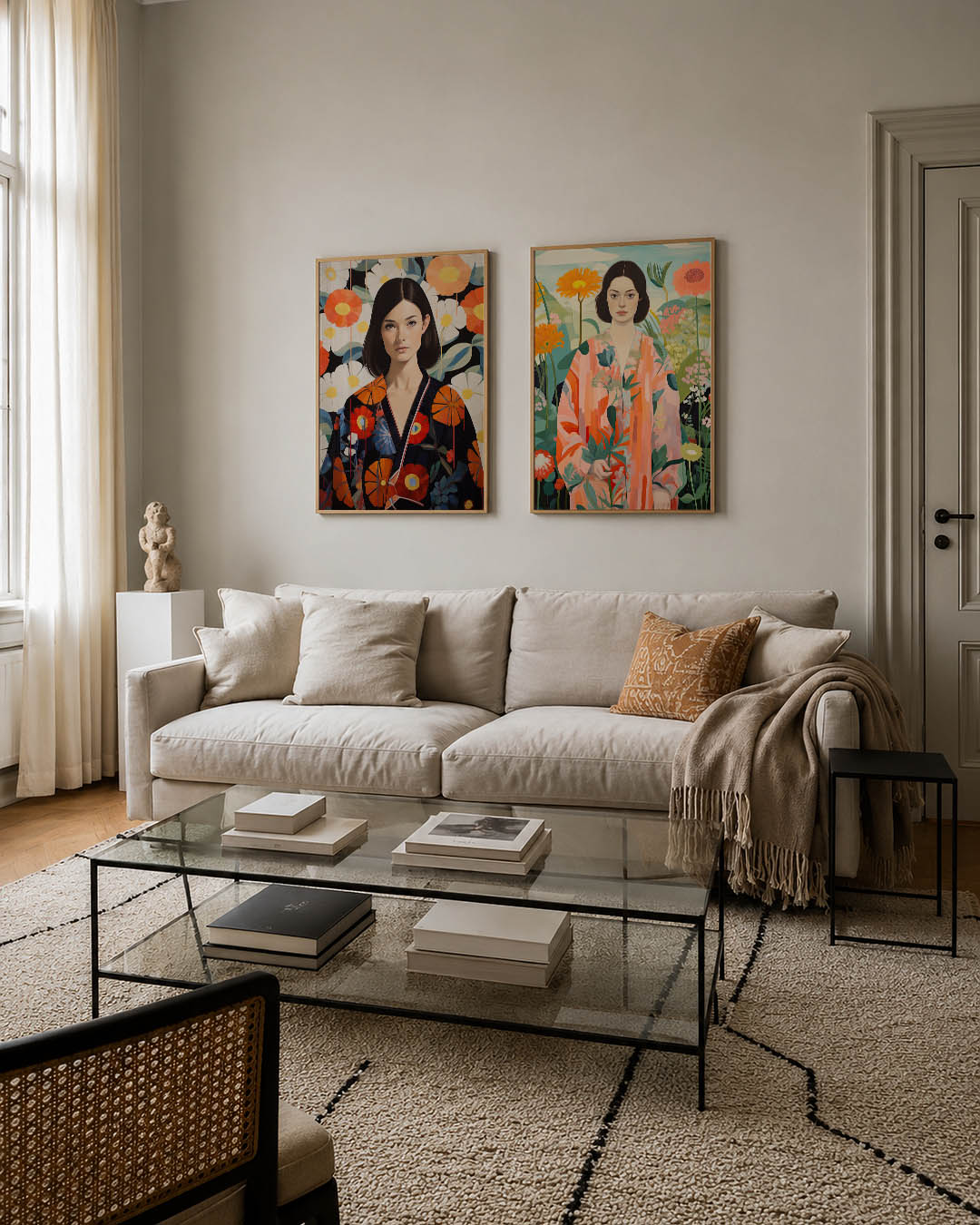 Bloemen en portret Posterset