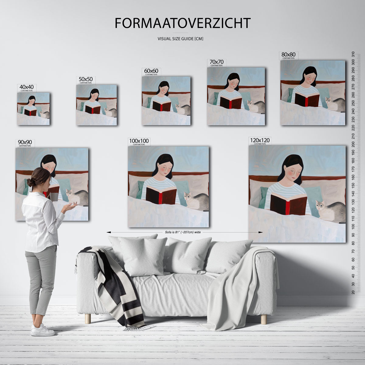 Lezende vrouw met kat Poster