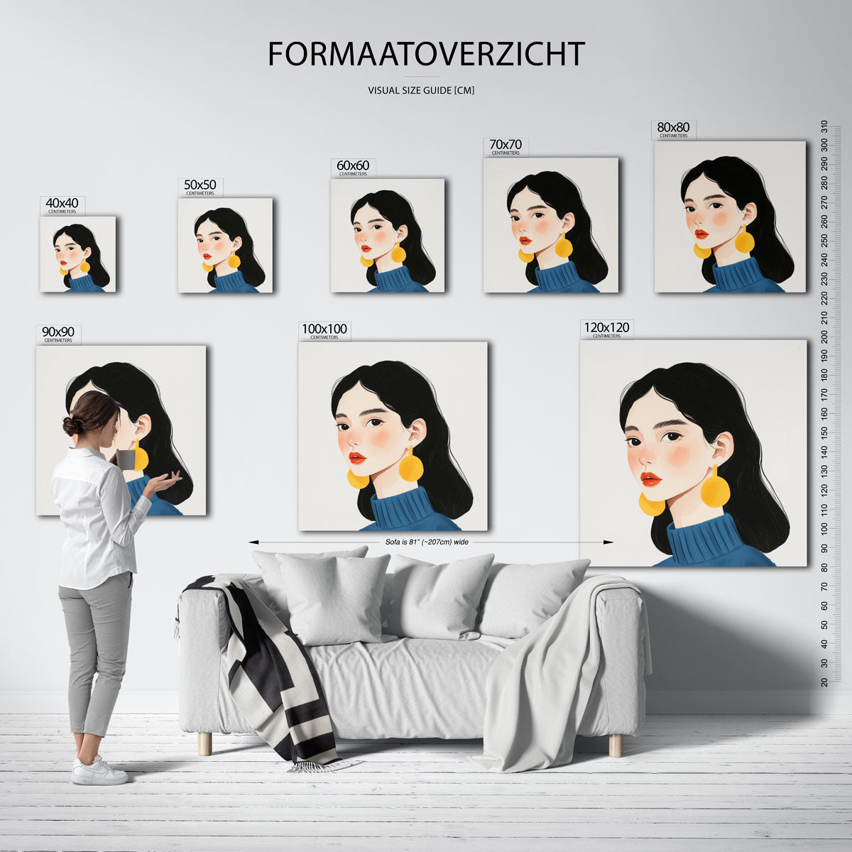 Vrouw met gele oorbellen Poster