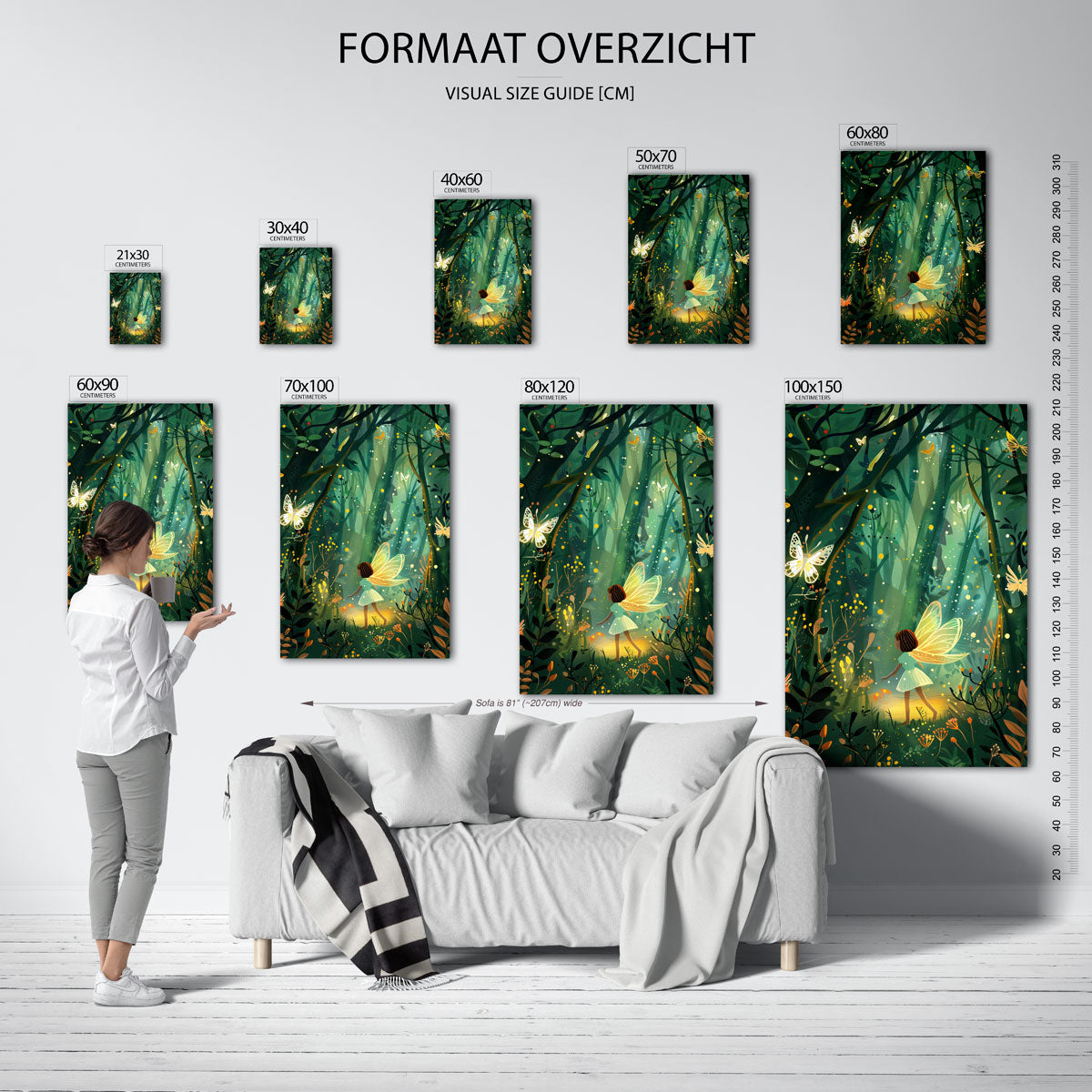Meisje met vleugels in bos Poster