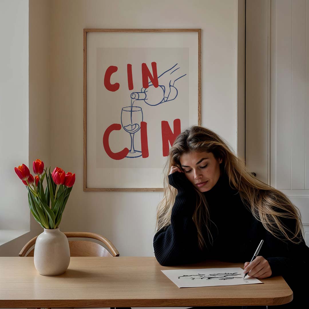 Cin Cin Illustratie Poster-WallArtistic