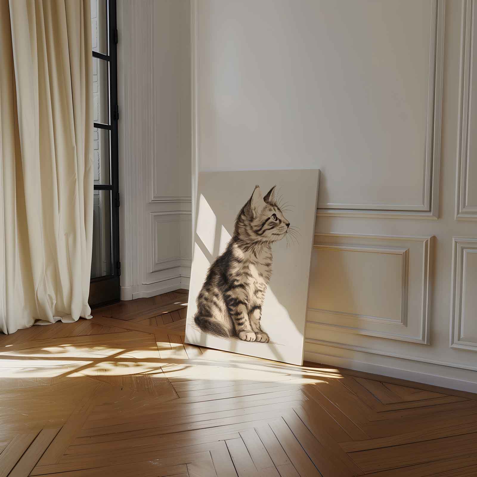 Elegante Kat Schets Kunstwerk-canvas-dibond-plexiglas-wanddecoratie-WallArtistic