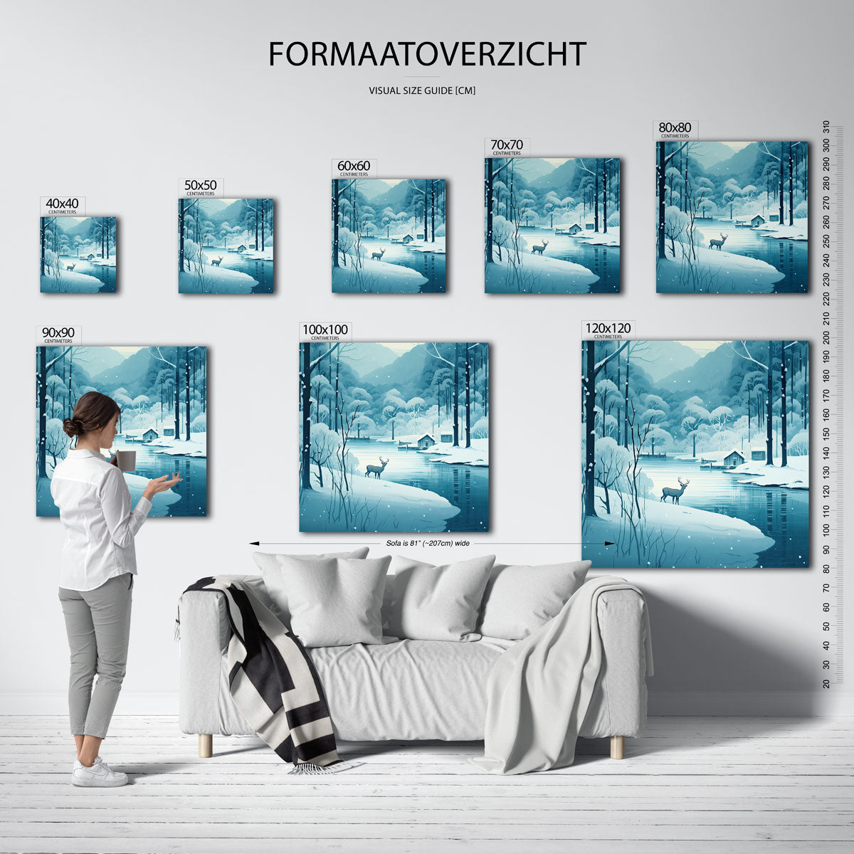 Winterlandschap met hert Poster