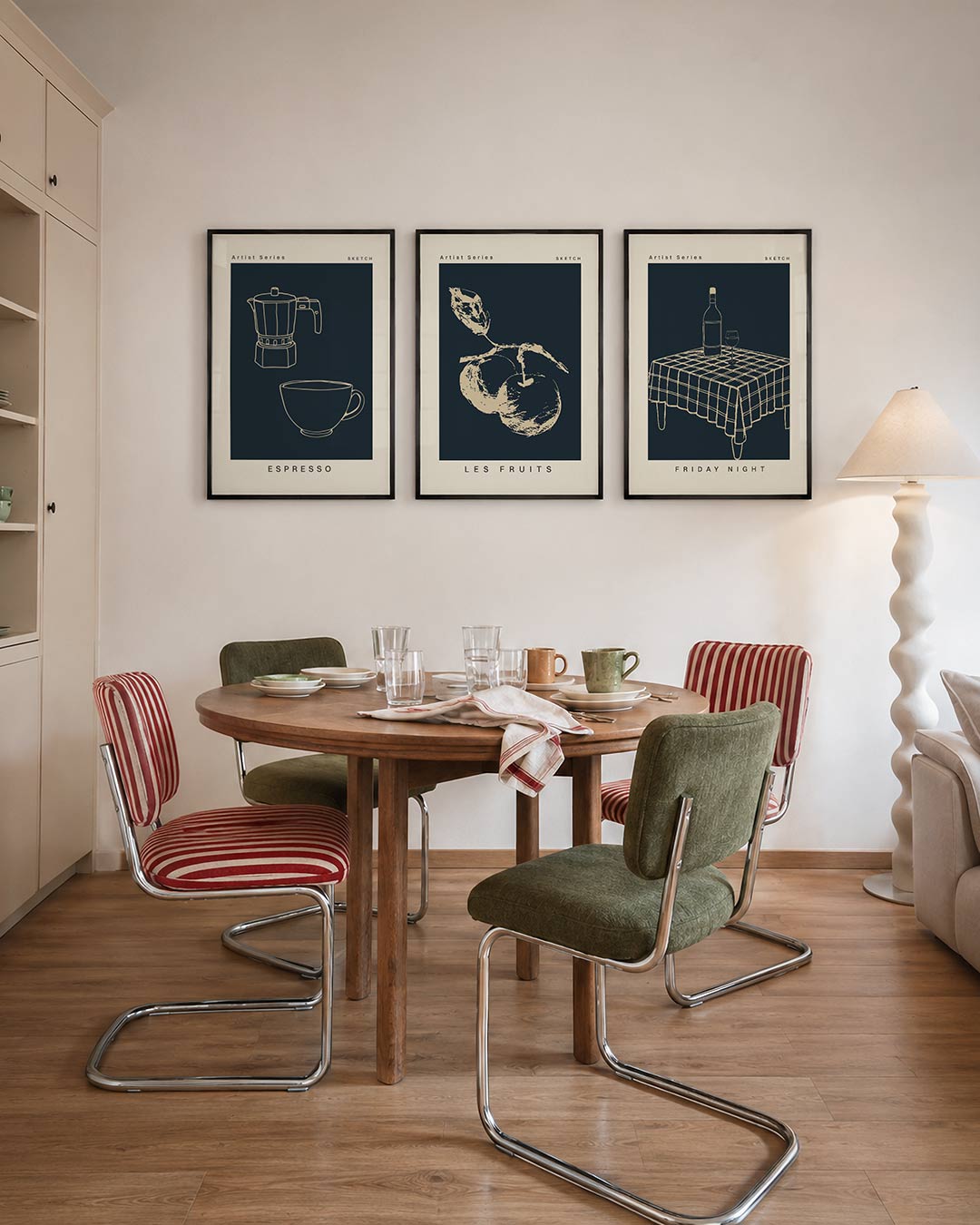 Lijnen en koffie Posterset