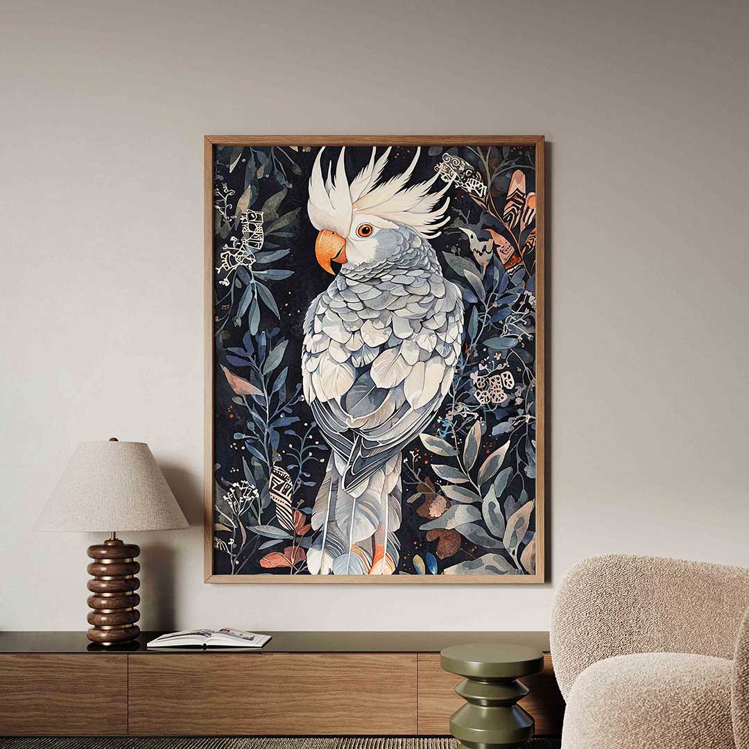 Papegaai en bladeren Poster