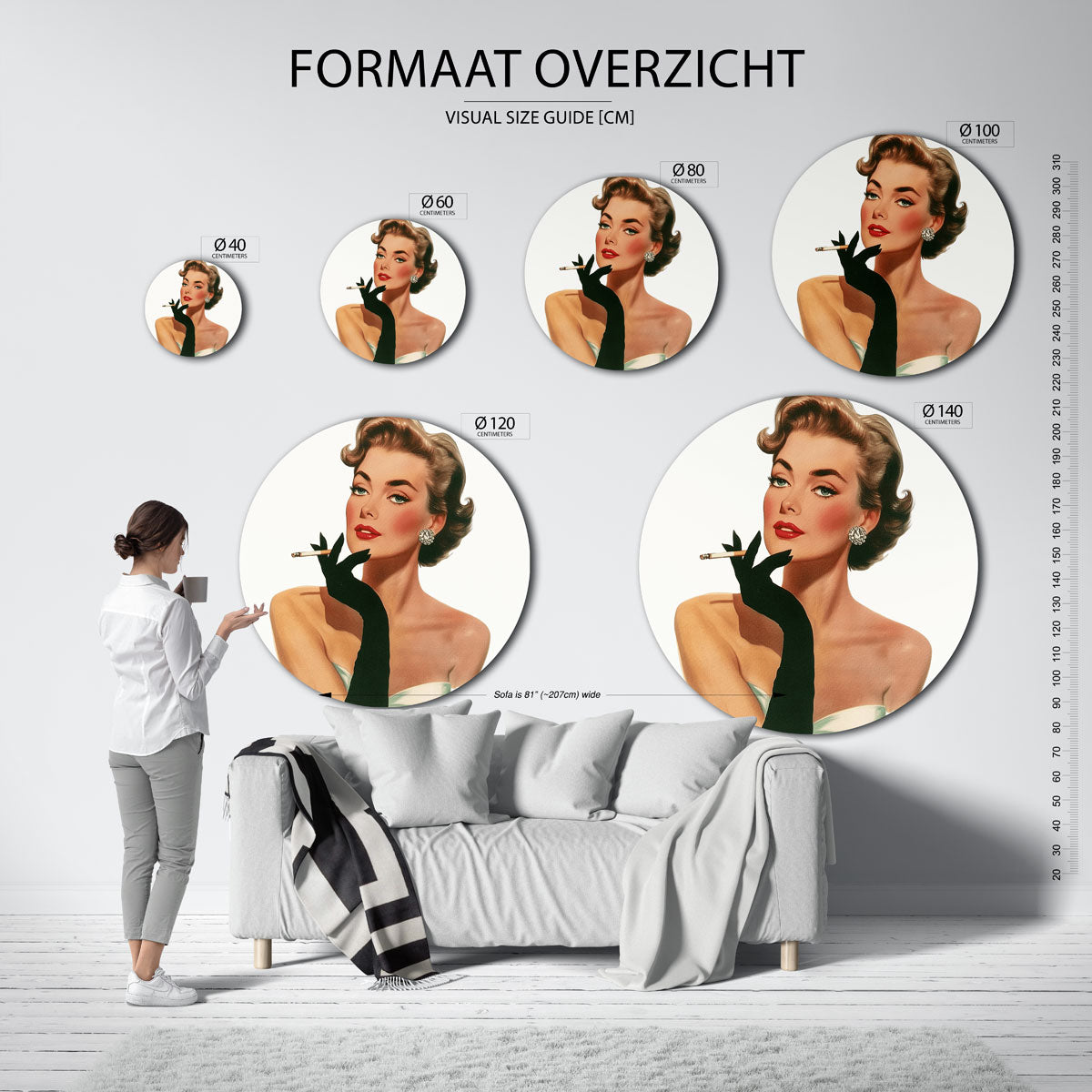 Vrouw met sigaret Muurcirkel