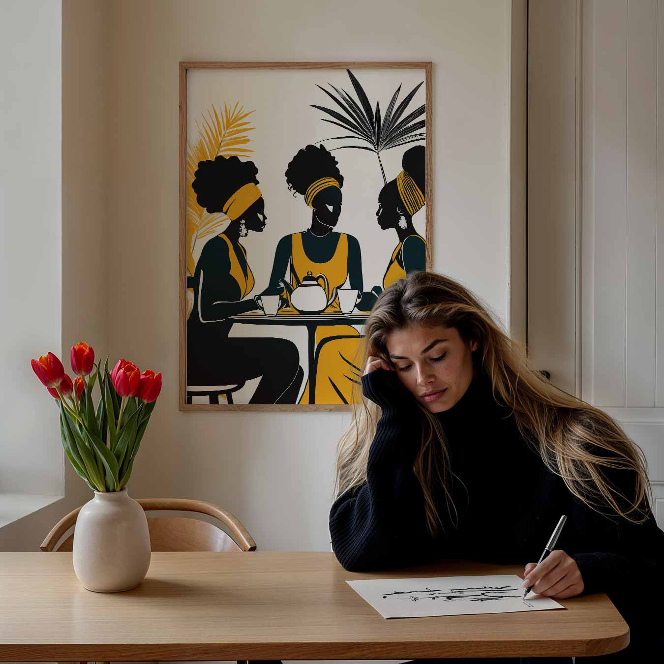 Vrouwelijke Vriendschap aan Tafel Poster-WallArtistic