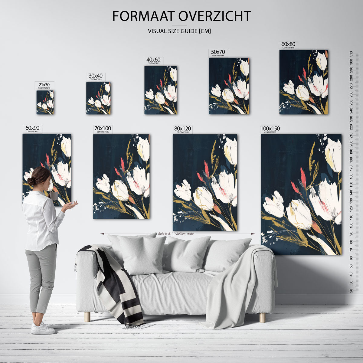 Witte bloemen op donkere achtergrond Poster