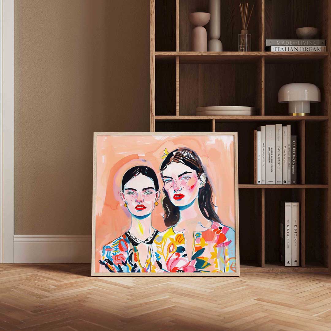 Twee vrouwen met kleurrijke kleding Poster