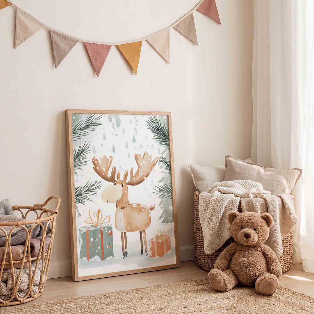 Rendier met cadeaus Poster