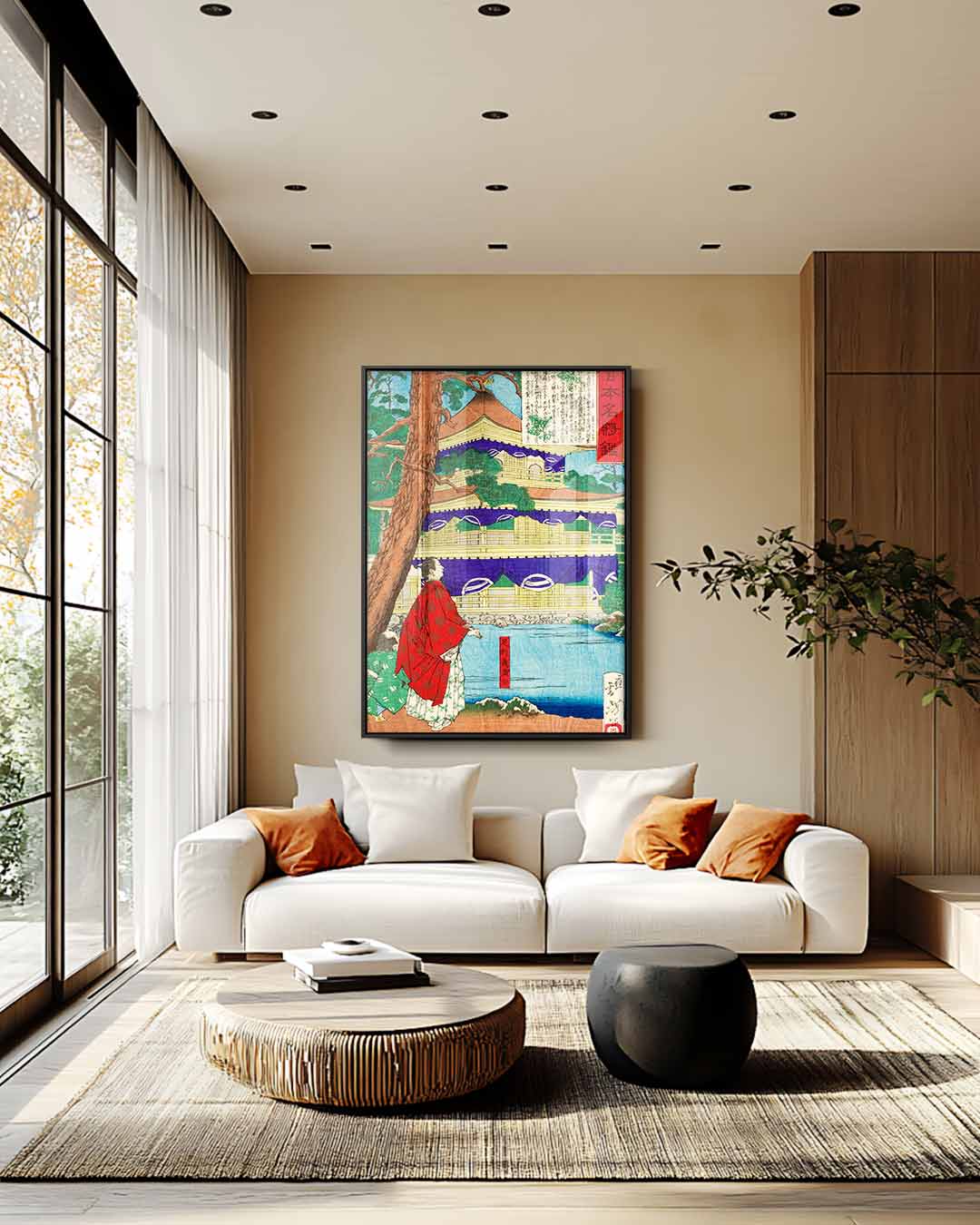 Kleurrijk Japans Landschap Kunstwerk-canvas-dibond-plexiglas-wanddecoratie-WallArtistic