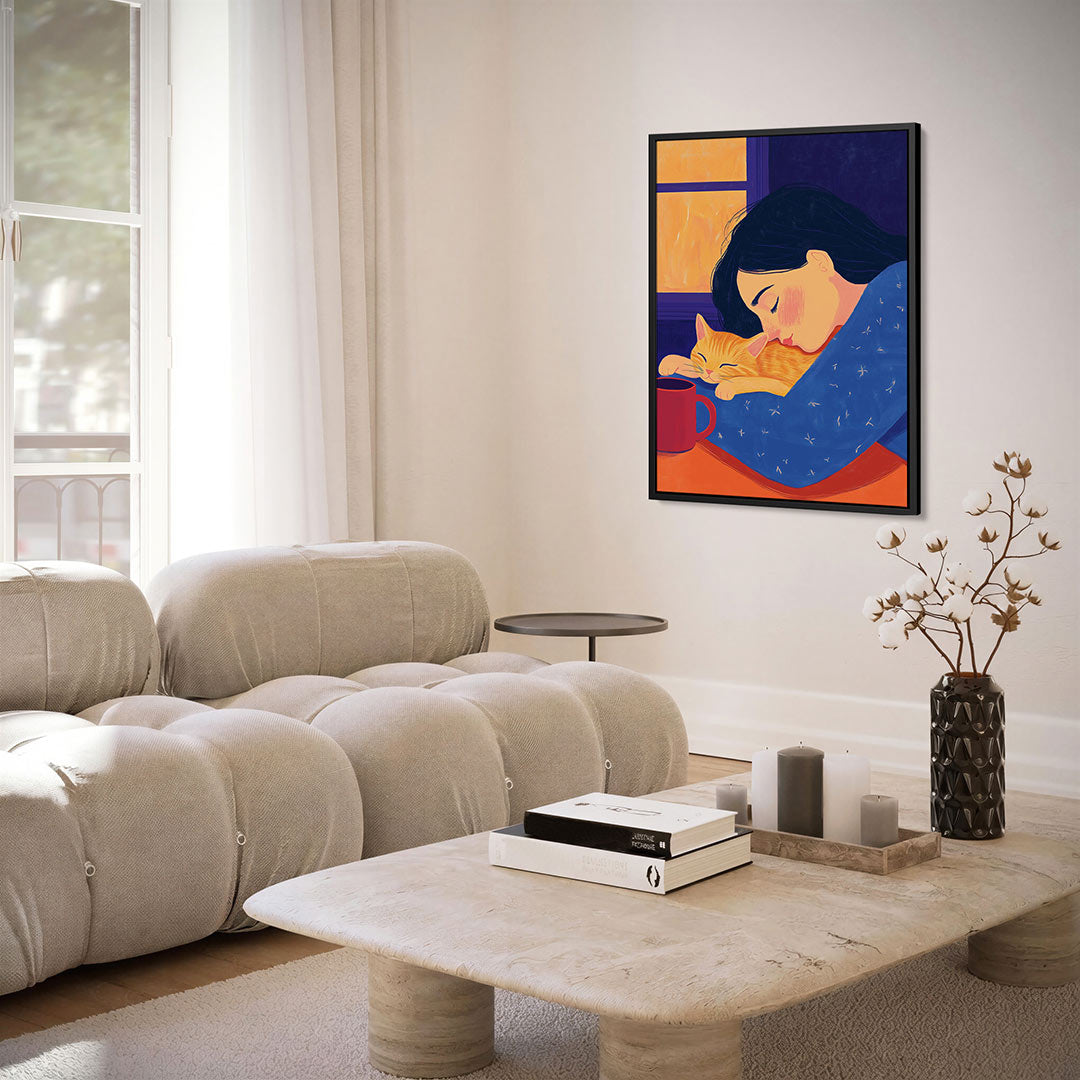 Dromerige huiselijke scene Kunstwerk