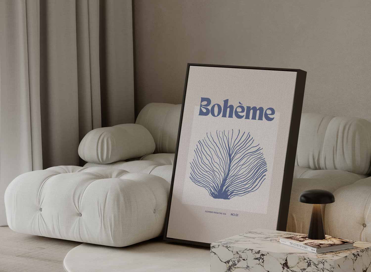Bohème Zeebloem Illustratie Kunstwerk-canvas-dibond-plexiglas-wanddecoratie-WallArtistic
