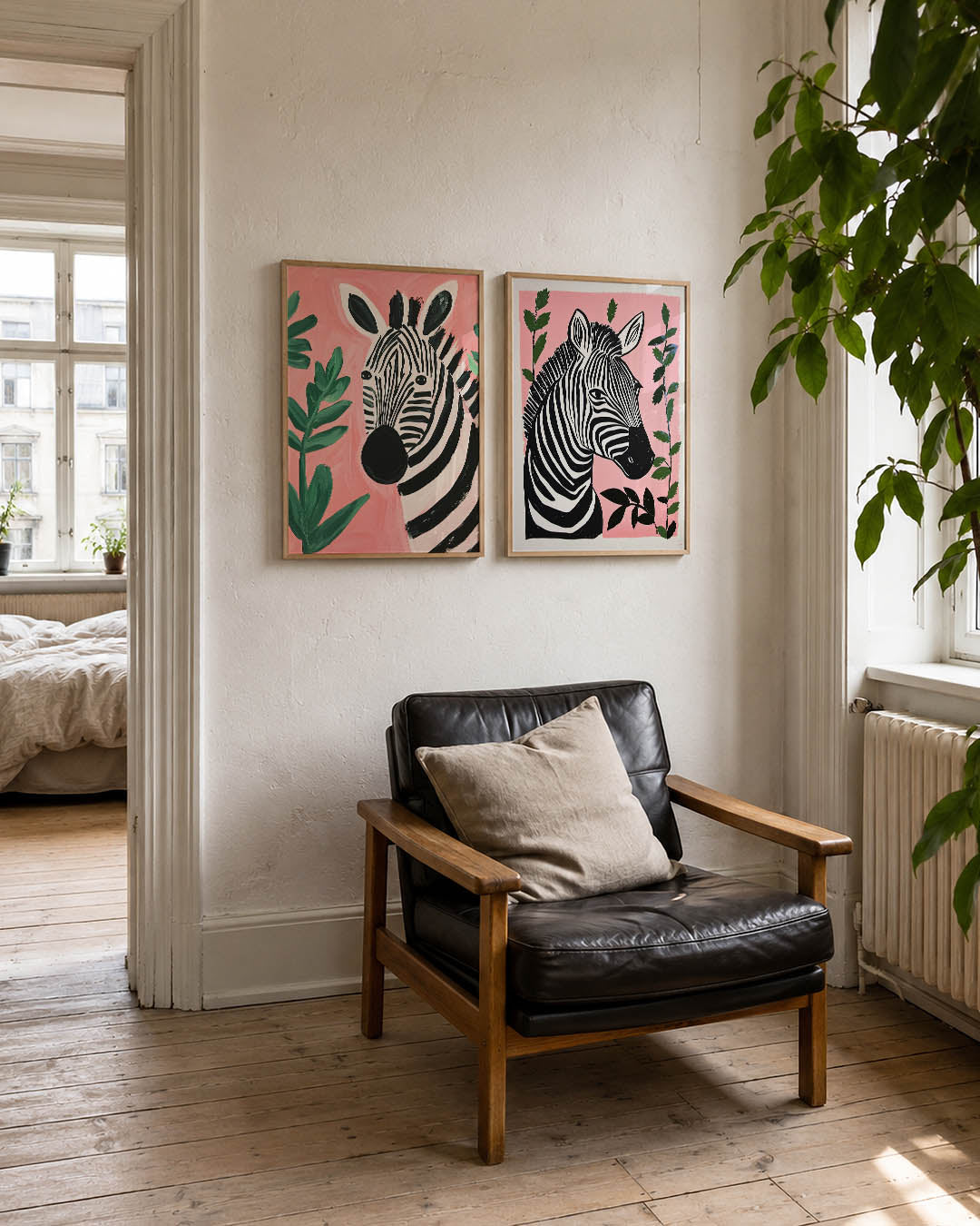 Zebra en bladeren Posterset