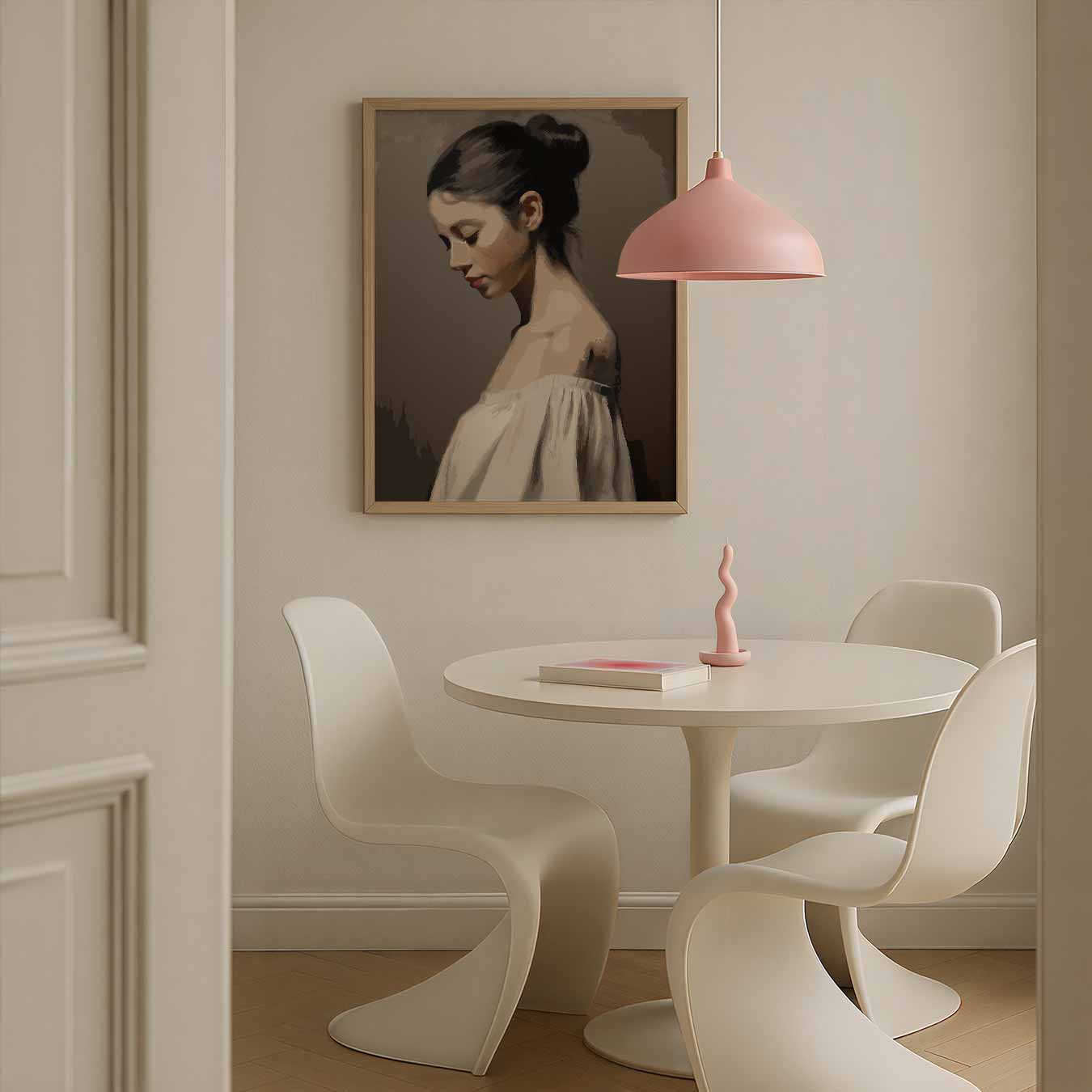 Elegante Portretposter van Vrouw in Bruin Poster-WallArtistic
