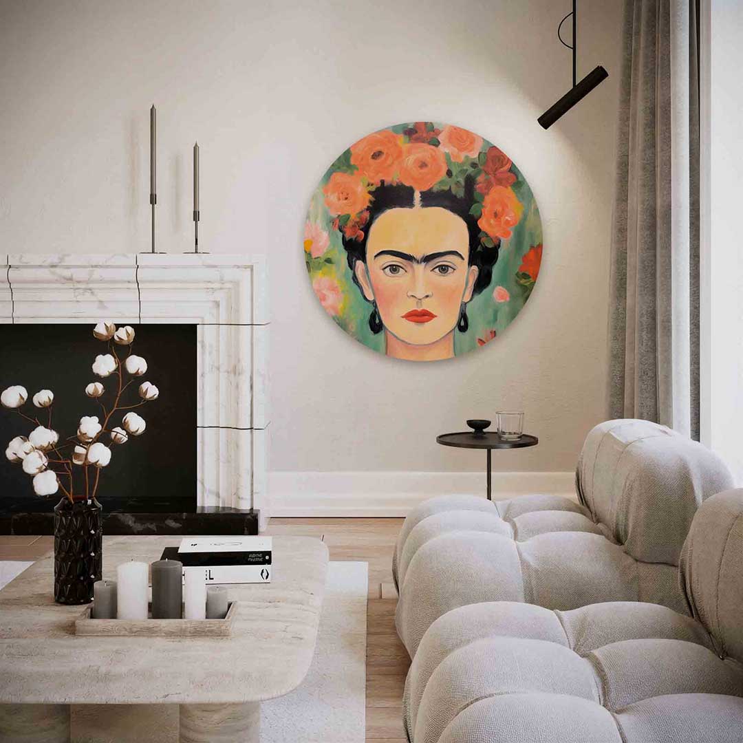 Portret met bloemen Muurcirkel