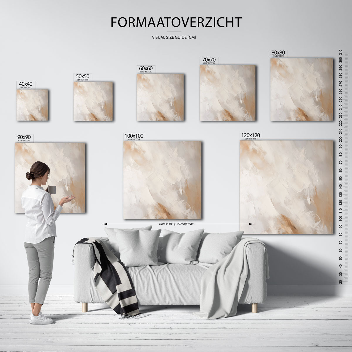 Abstracte beige en witte Poster