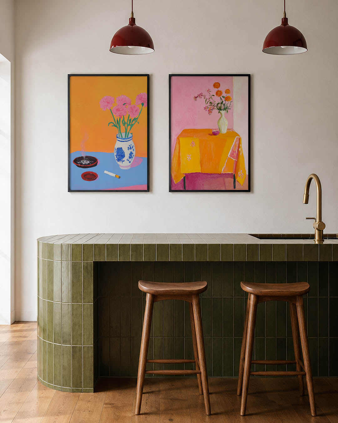 Bloemen en rook Posterset