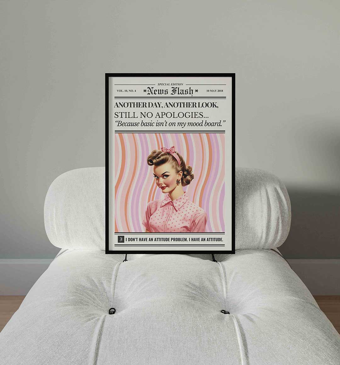 Retro dame met tekst Poster
