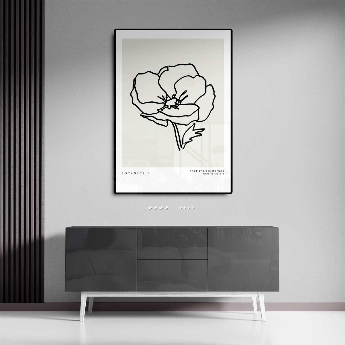 Elegante Lijntekening Bloem Kunstwerk-canvas-dibond-plexiglas-wanddecoratie-WallArtistic
