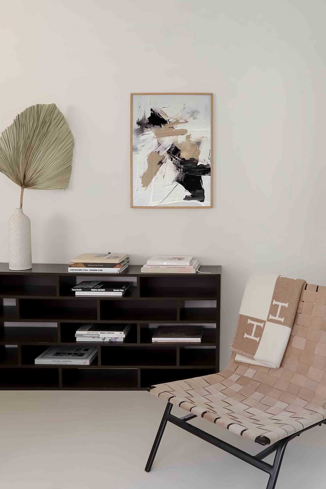 Abstracte beige en zwarte Poster