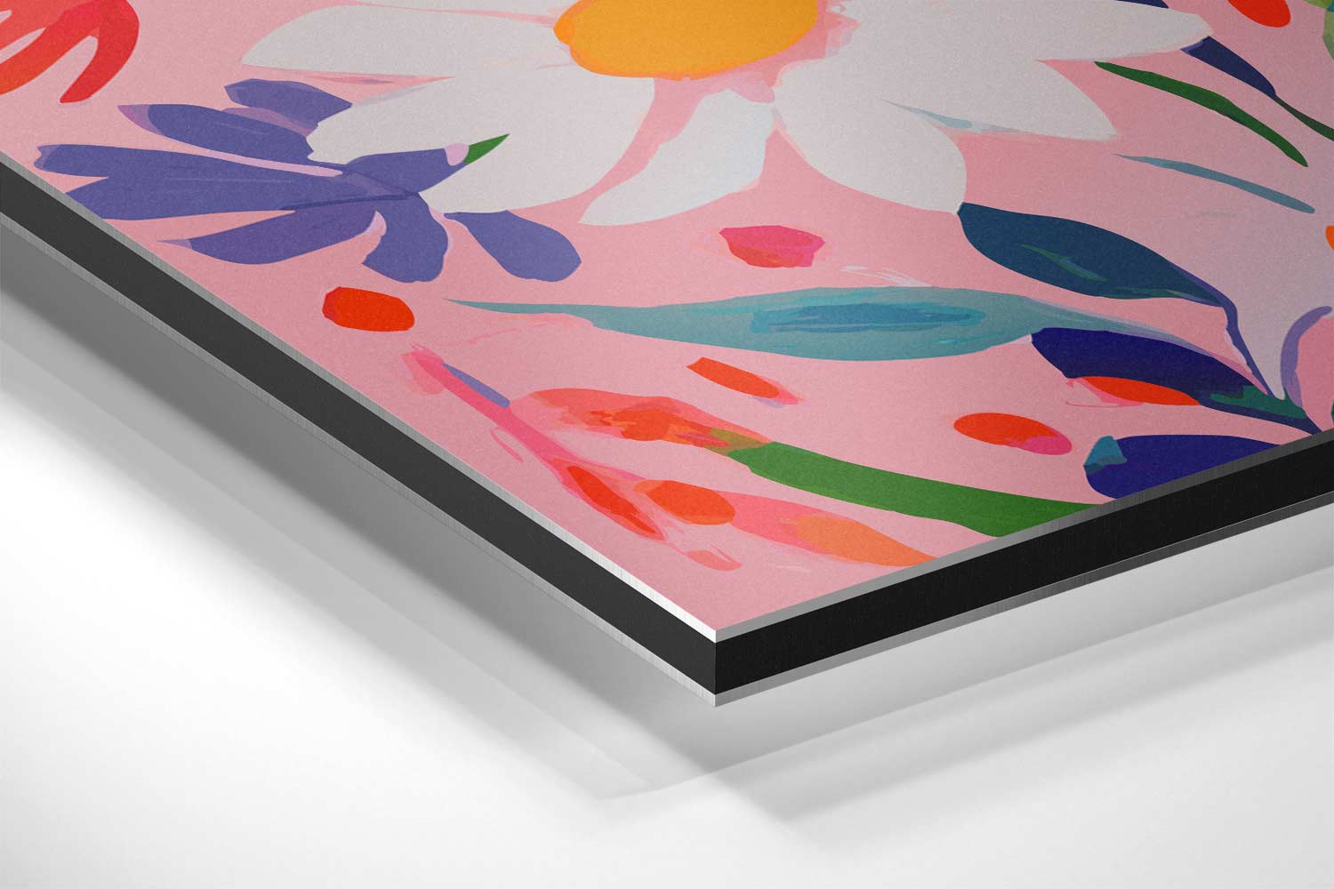Bloemenpracht op Roze Kunstwerk-canvas-dibond-plexiglas-wanddecoratie-WallArtistic