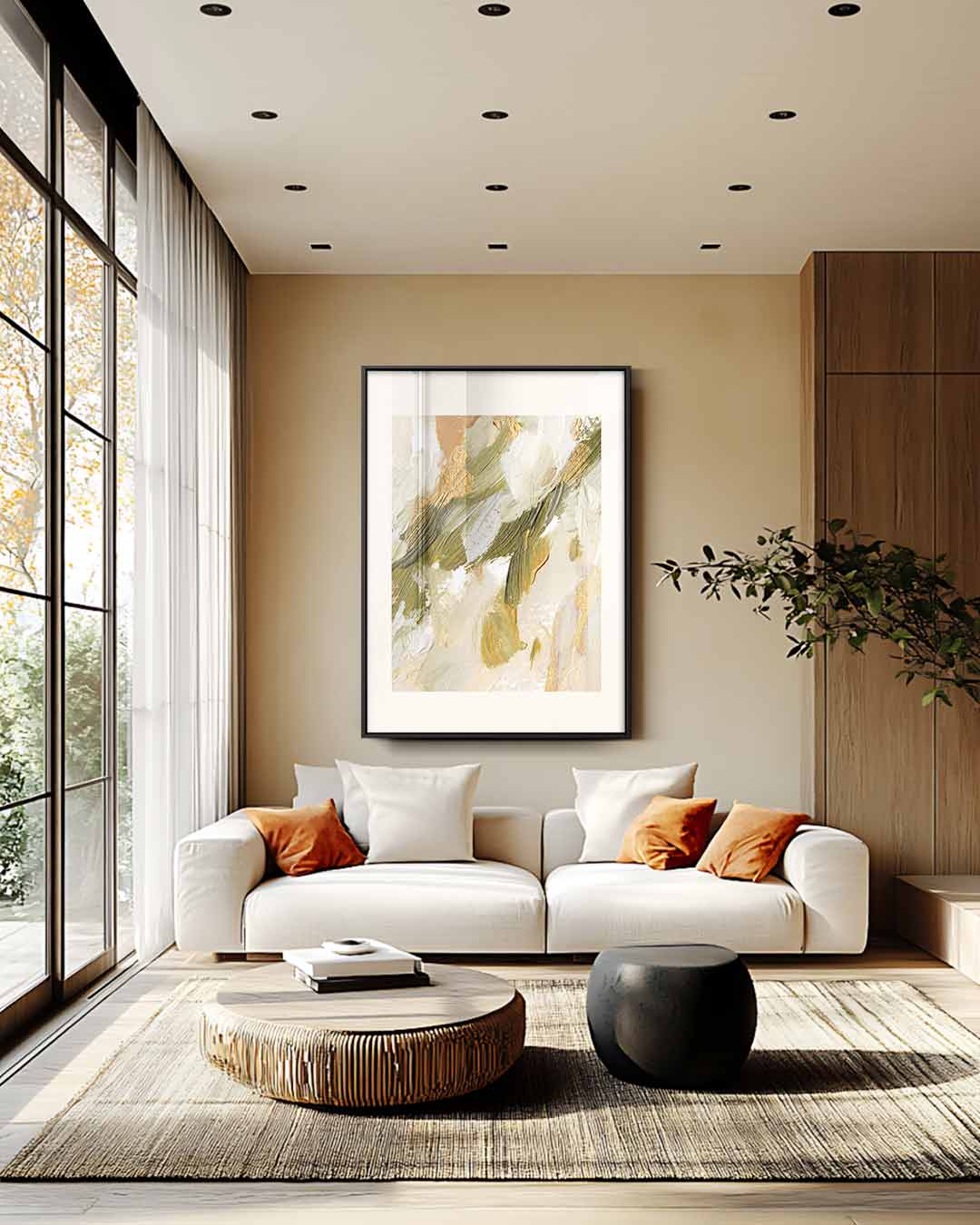 Aarde en Goud Harmonie Kunstwerk-canvas-dibond-plexiglas-wanddecoratie-WallArtistic