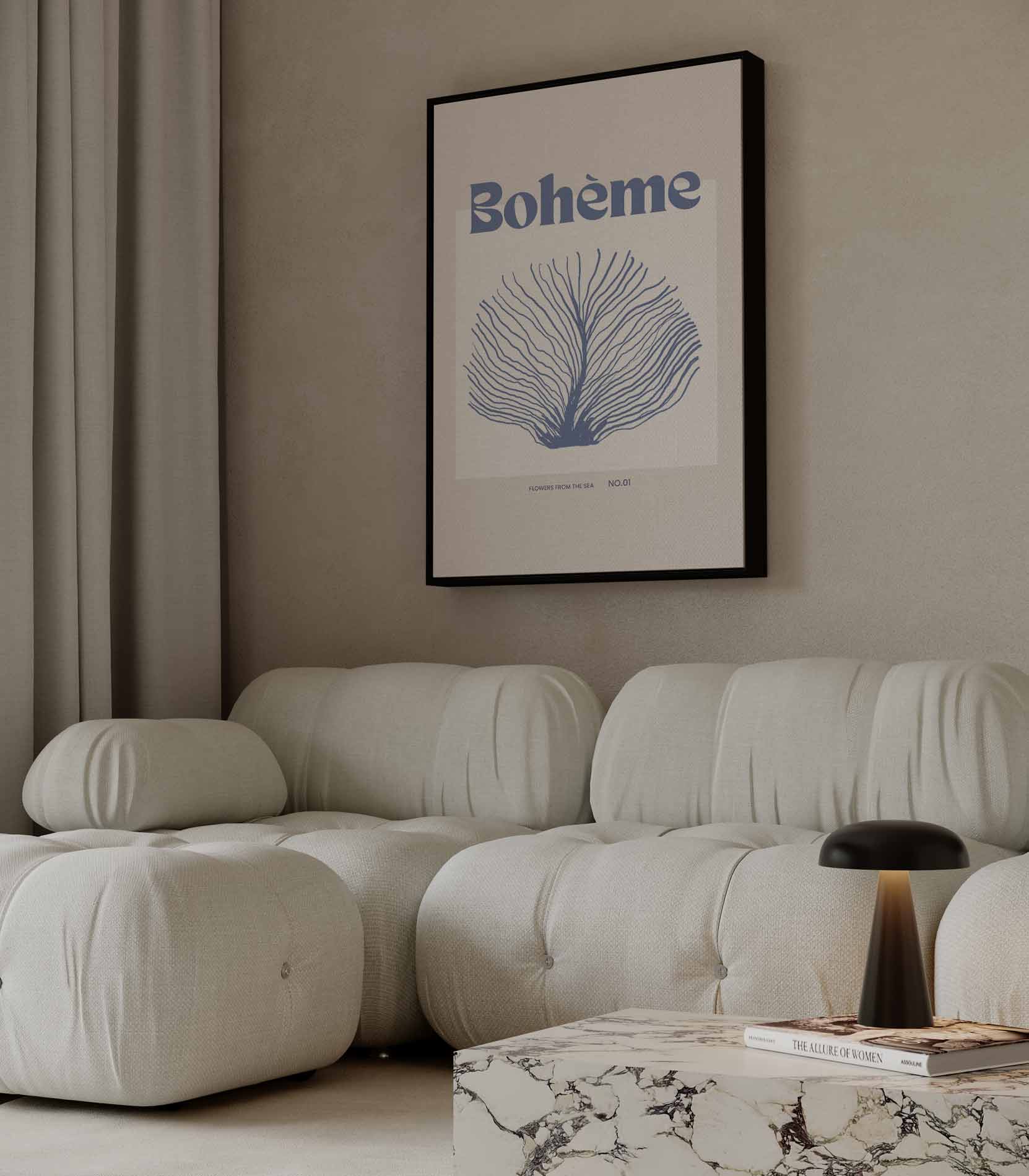 Bohème Zeebloem Illustratie Kunstwerk-canvas-dibond-plexiglas-wanddecoratie-WallArtistic