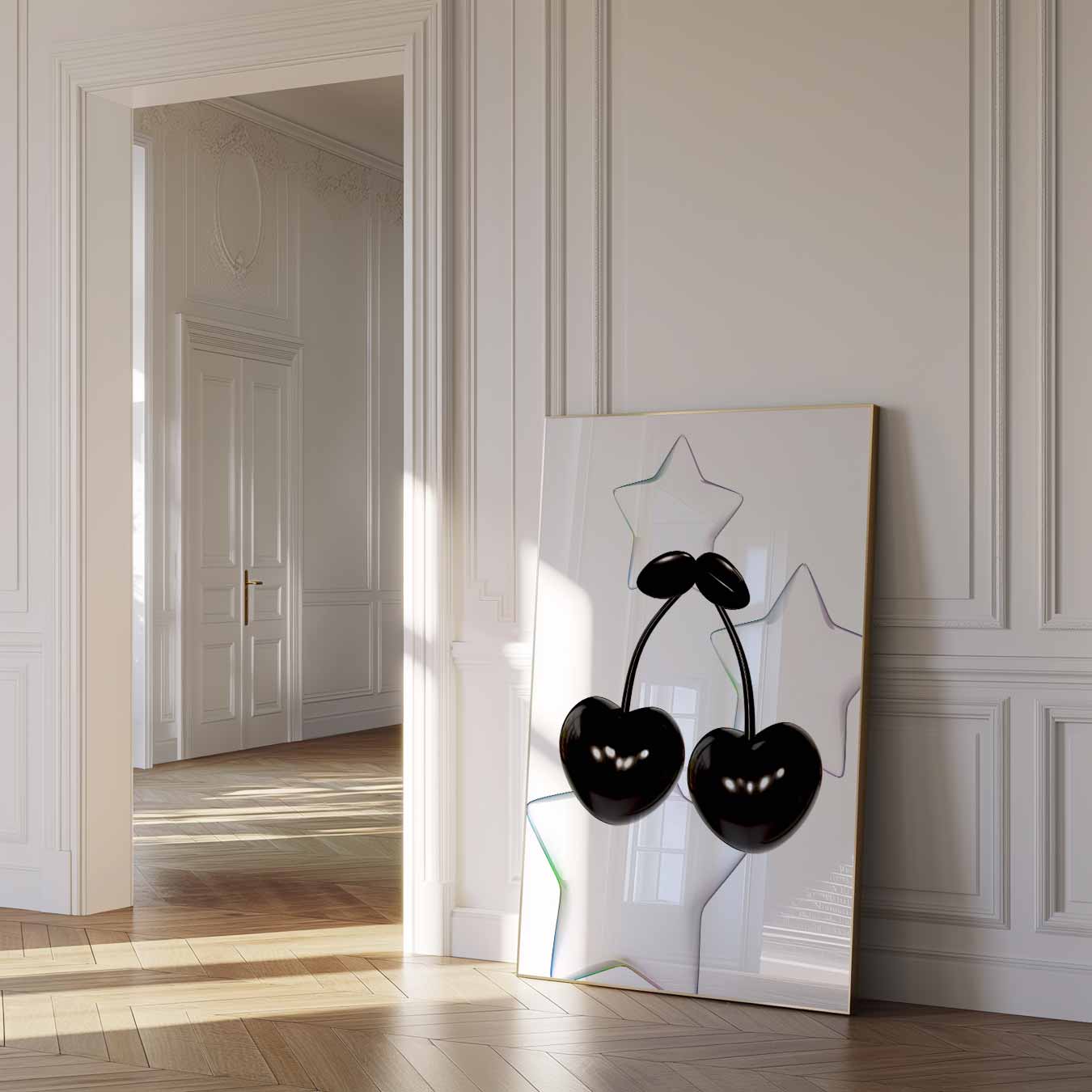 Twee Zwarte Kersen en Sterren Poster-WallArtistic
