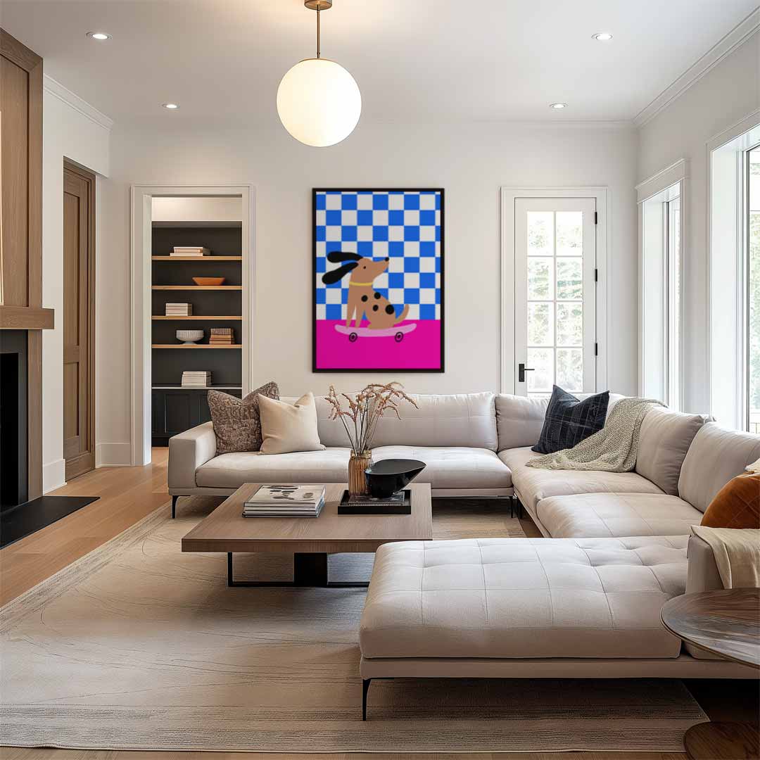 Skaterhondje in Stijl Kunstwerk-canvas-dibond-plexiglas-wanddecoratie-WallArtistic
