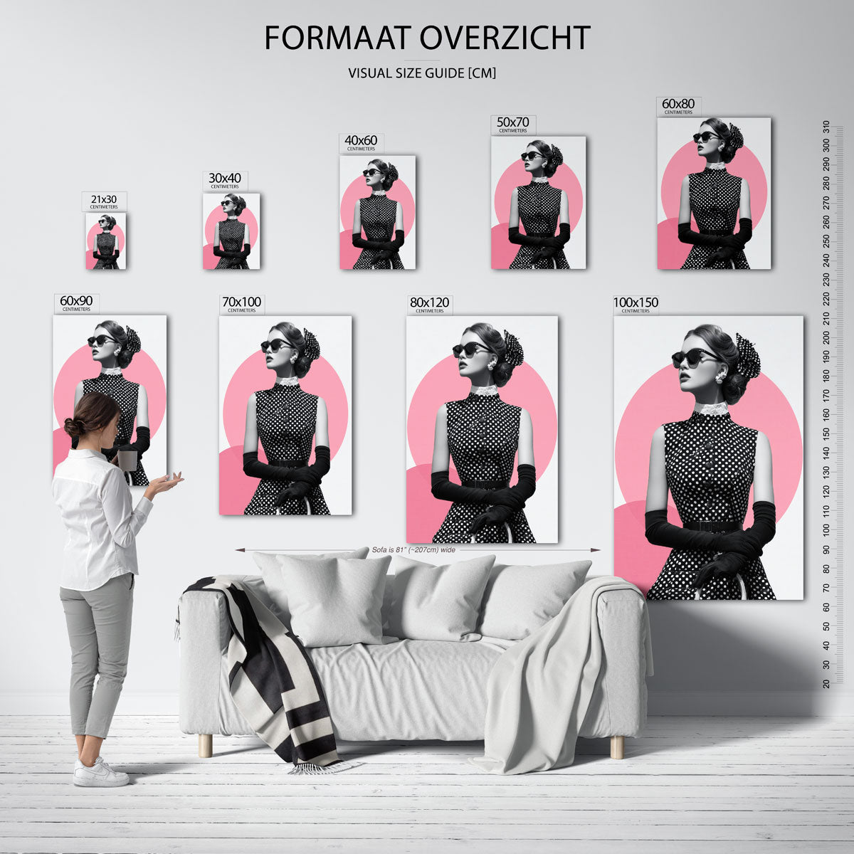 Vrouw met stippenjurk Poster