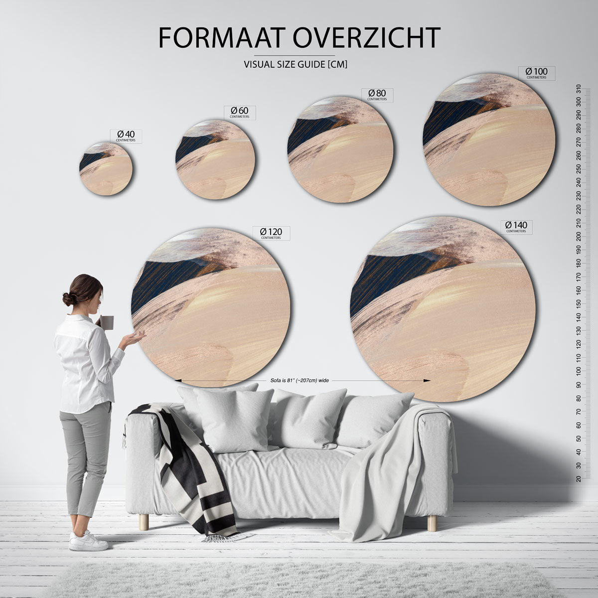 Abstracte penseelstreken Muurcirkel