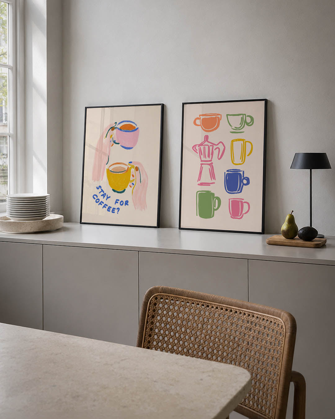 Kleurrijke koffiemomenten Posterset